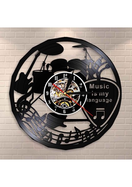 Müzik Vinil Plak Duvar Saati -Nota Vinil Duvar Saati - Vinil Saat - Oturma Odası Duvar Dekoru - Müzik Aşığı Için Eşsiz Hediyeler (Yurt Dışından)