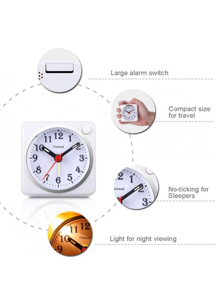 Küçük Analog Seyahat Çalar Saati Sessiz Geçişsiz, Erteleme, Artan Bip Sesleri, Pille Çalışma, Işık Fonksiyonları, Kolay Ayar (Beyaz) (Yurt Dışından) fiyatları