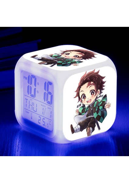 Wekity Anime Çalar Saat Tek Parça LED Kare Saat Zaman, Sıcaklık, Alarm, Tarih ile Dijital Çalar Saat (Yurt Dışından)
