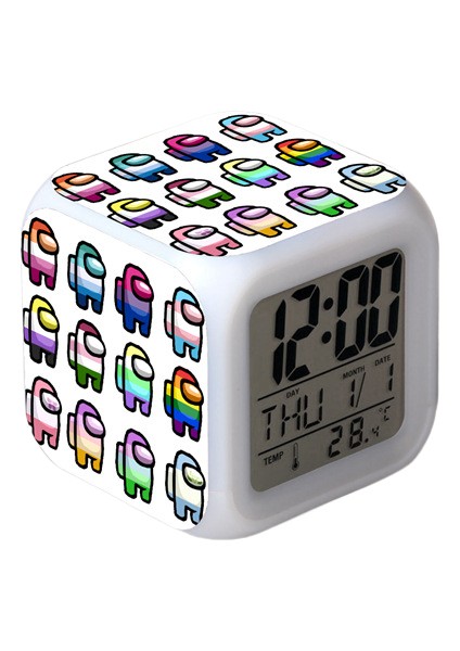 Space Werewolf Kill 7 Renk Değişkenli Dijital Çalar Saat, Zaman, Sıcaklık, Alarm, Tarih (Yurt Dışından)