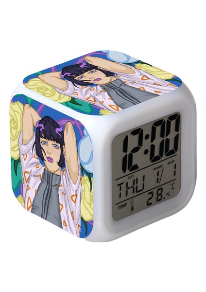 Wekity Anime Çalar Saat Tek Parça LED Kare Saat Zaman, Sıcaklık, Alarm, Tarih ile Dijital Çalar Saat (Yurt Dışından)