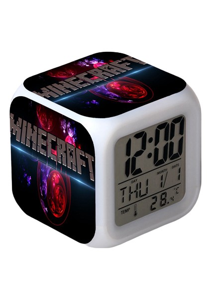 Wekity Anime Çalar Saat Tek Parça LED Kare Saat Zaman, Sıcaklık, Alarm, Tarih ile Dijital Çalar Saat (Yurt Dışından)