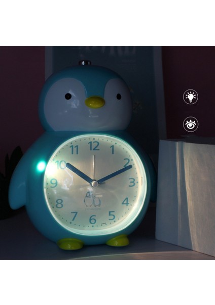 Yatak Odaları Için Çalar Saatler, Karikatür Çalar Saat Penguen Çalar Saat Gece Lambası, Öğrenci Çocuk Ev Dekorasyonu Masaüstü Saati (Mavi) (Yurt Dışından) modelleri