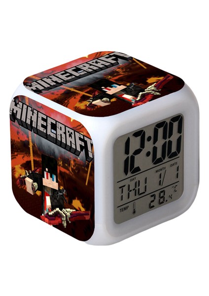 Wekity Anime Çalar Saat Tek Parça LED Kare Saat Zaman, Sıcaklık, Alarm, Tarih ile Dijital Çalar Saat (Yurt Dışından)