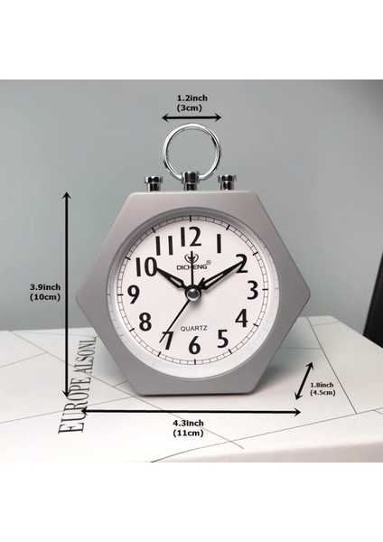 Küçük Masa Saatleri Dekoratif Analog Çalar Saat Altıgen Başucu Masa Saati Gri (Yurt Dışından) fırsatları