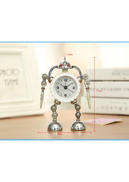 Dişli Robot Çalar Saat Paslanmaz Çelik Metal, Yanıp Sönen Göz Işığı ve El Klipsli Uyandırma Saati (Sarı) (Yurt Dışından)