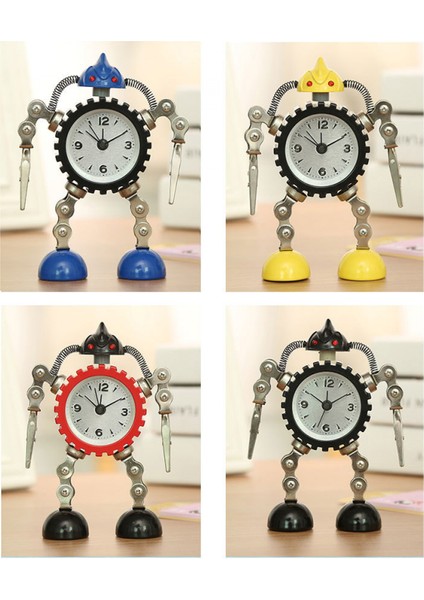 Dişli Robot Çalar Saat Paslanmaz Çelik Metal, Yanıp Sönen Göz Işığı ve El Klipsli Uyandırma Saati (Sarı) (Yurt Dışından)