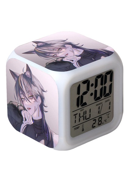 Wekity Anime Çalar Saat Tek Parça LED Kare Saat Zaman, Sıcaklık, Alarm, Tarih ile Dijital Çalar Saat (Yurt Dışından)