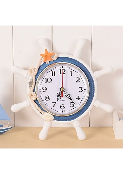 Duvar Saati, Deniz Saatleri Plaj Çarkı Duvar Saati Dekorasyonu Denizcilik Dekoratif Zaman Saati Yelkenli Direksiyon Dümen Dekorasyonu (Renk Rastgele) (Yurt Dışından)