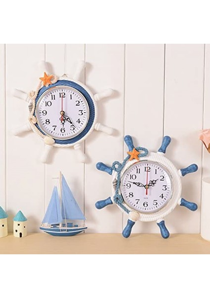 Duvar Saati, Deniz Saatleri Plaj Çarkı Duvar Saati Dekorasyonu Denizcilik Dekoratif Zaman Saati Yelkenli Direksiyon Dümen Dekorasyonu (Renk Rastgele) (Yurt Dışından) fırsatları