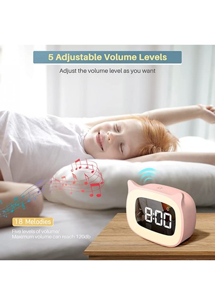 Justup Çocuklar Çalar Saat Gece Lambası ile Kademesiz Karartma Sevimli Kedi Kulak Dijital Saat Erkekler ve Kızlar Için --- Pembe (Yurt Dışından) fiyatları