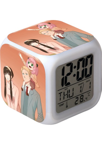 Wekity Anime Çalar Saat Tek Parça LED Kare Saat Zaman, Sıcaklık, Alarm, Tarih ile Dijital Çalar Saat (Yurt Dışından)