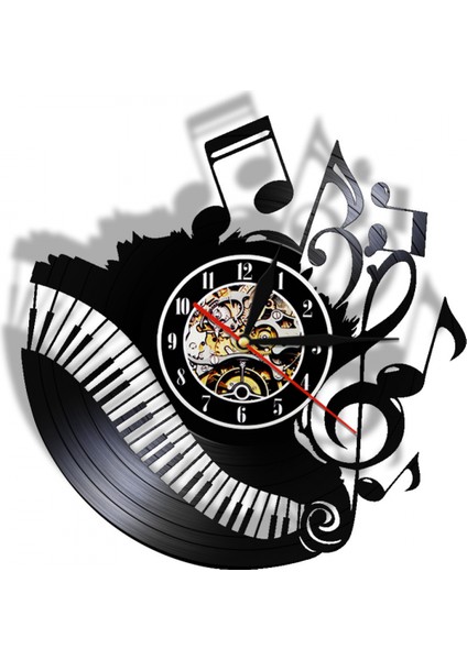 12 Inç Vinil Kayıt Duvar Saati Oturma Odası Moda Anahtar Not Iskandinav Saat Modern Minimalist Atmosfer Sanat Dekorasyon Kuvars Saat (Yurt Dışından)