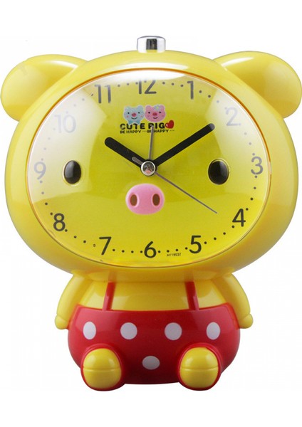 Yatak Odaları Için Çalar Saatler, Karikatür Çalar Saat Piggy Pig Saat Gece Lambası, Öğrenci Çocuk Ev Dekorasyonu Masaüstü Saati (Sarı) (Yurt Dışından)
