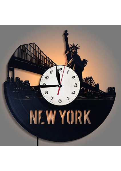 Müzik Vinil Kayıt Duvar Saati -New York Şehri LED Işıklı Duvar Saati -Vinil Saat -Oturma Odası Duvar Dekoru - Müzikseverler Için Eşsiz Hediyeler (Yurt Dışından) fiyatları