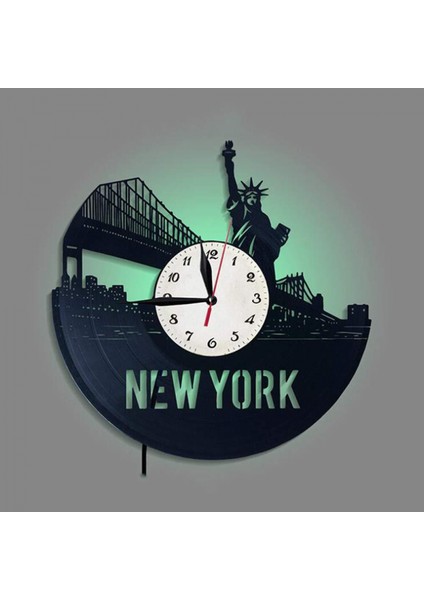 Müzik Vinil Kayıt Duvar Saati -New York Şehri LED Işıklı Duvar Saati -Vinil Saat -Oturma Odası Duvar Dekoru - Müzikseverler Için Eşsiz Hediyeler (Yurt Dışından) modelleri