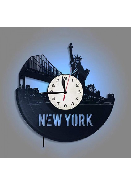 Müzik Vinil Kayıt Duvar Saati -New York Şehri LED Işıklı Duvar Saati -Vinil Saat -Oturma Odası Duvar Dekoru - Müzikseverler Için Eşsiz Hediyeler (Yurt Dışından) fırsatları