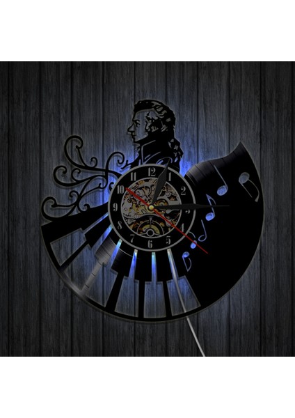 Müzik Vinil Plak Duvar Saati - Piyano Tuşları LED Işık Duvar Saati - Vinil Saat - Oturma Odası Duvar Dekoru - Müzik Aşığı Için Benzersiz Hediyeler (Yurt Dışından)