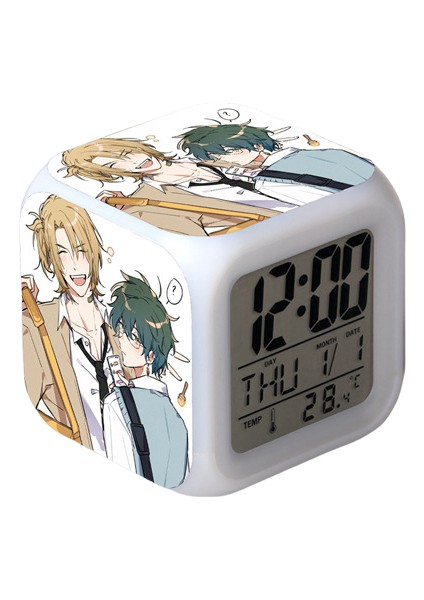 Wekity Anime Çalar Saat Tek Parça LED Kare Saat Zaman, Sıcaklık, Alarm, Tarih ile Dijital Çalar Saat (Yurt Dışından)