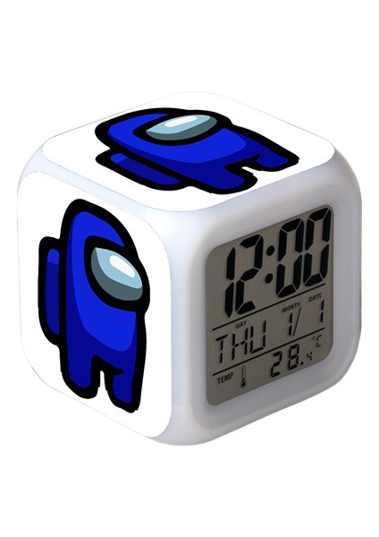 Space Werewolf Kill 7 Renk Değişkenli Dijital Çalar Saat, Zaman, Sıcaklık, Alarm, Tarih (Yurt Dışından)