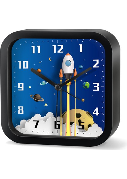 Sevimli Astronot Çalar Saat/13 cm Çocuk Çalar Saat/pil ile Çalışan/sessiz Hiçbir Kene/erkek ve Kız Odası Için Yuvarlak Dekorasyon (Yurt Dışından)