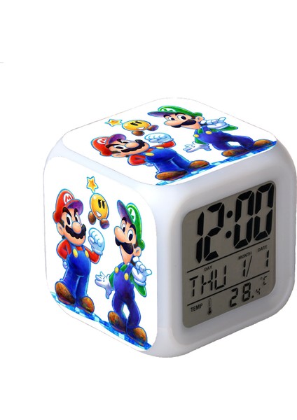 R-Timer Super Mario Bros 7 Renk Değiştirilebilir Dijital Çalar Saat, Zaman, Sıcaklık, Alarm, Tarih (Yurt Dışından)