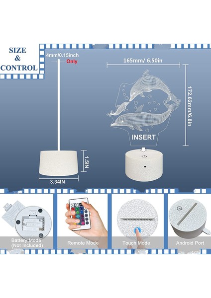 Yunus Gece Ht Işık Ht 3D Optik Illüzyon Lambası 16 Renk Uzaktan Kumanda ile Çocuklar Erkekler ve Kızlar Için Değişen Doğum Günü Hediyesi Fikri (Yurt Dışından) fiyatları