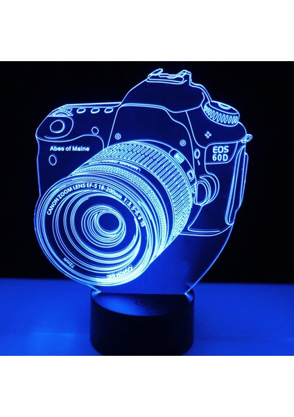Renk Değişen Gece;ht Lamba 3D Atmosfer Ampul Işık;ht 3D Görsel Yanılsama LED Lamba Çocuklar Için Oyuncak Noel Doğum Günü Hediyeleri (Kamera) (Yurt Dışından)