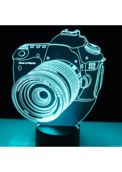 Renk Değişen Gece;ht Lamba 3D Atmosfer Ampul Işık;ht 3D Görsel Yanılsama LED Lamba Çocuklar Için Oyuncak Noel Doğum Günü Hediyeleri (Kamera) (Yurt Dışından)