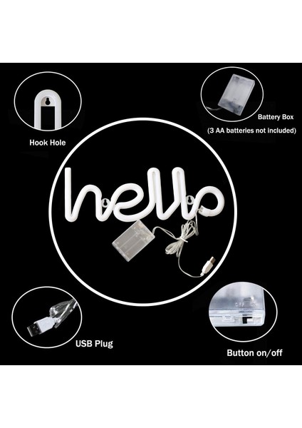 LED Merhaba Neon Tabelalar Mektup Işık;hts Oda Dekoru Veya USB Powered 4.5V Sanat LED Dekoratif Işık;hts Gece;ht Işık;hts Ev, Yatak Odası, Ofis, Yurt, Parti (Mavi) Için Kapalı (Yurt Dışından)