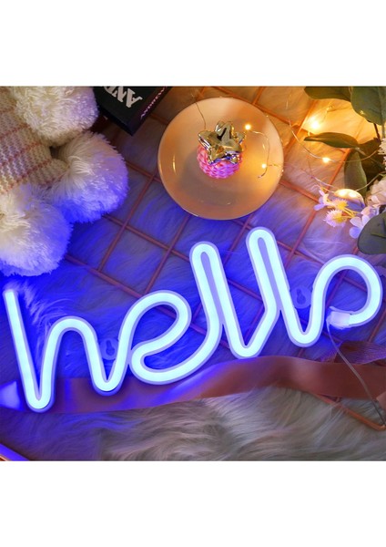 LED Merhaba Neon Tabelalar Mektup Işık;hts Oda Dekoru Veya USB Powered 4.5V Sanat LED Dekoratif Işık;hts Gece;ht Işık;hts Ev, Yatak Odası, Ofis, Yurt, Parti (Mavi) Için Kapalı (Yurt Dışından)