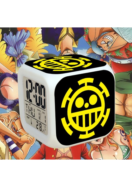 Anime Çalar Saat Tek Parça LED Kare Saat Zaman, Sıcaklık, Alarm, Tarih ile Dijital Çalar Saat (Yurt Dışından)