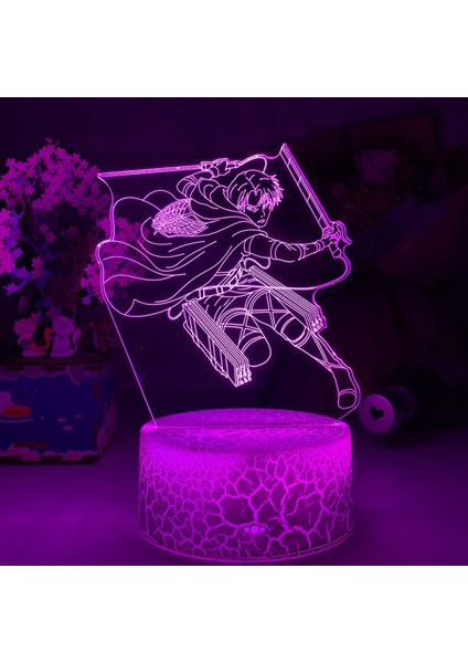 3D Lamba LED Anime Gece Işık Yatak Odası Dekor Için Hediye Araştırma Ekibi Kaptan Illusion Işık; Ht Sensörü 16 Renk Değiştirme Çalışma Masası Lambası --- Çatlak Koltuk (Yurt Dışından)