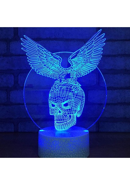Punisher Kafatası 3D Optik Illusion Gece Akrilik 7 Renk Değişimi Dokunmatik Anahtarı Tatil Doğum Günü Hediyesi Çocuk Boys Için Yeni Çatlak Tabanı (Yurt Dışından)