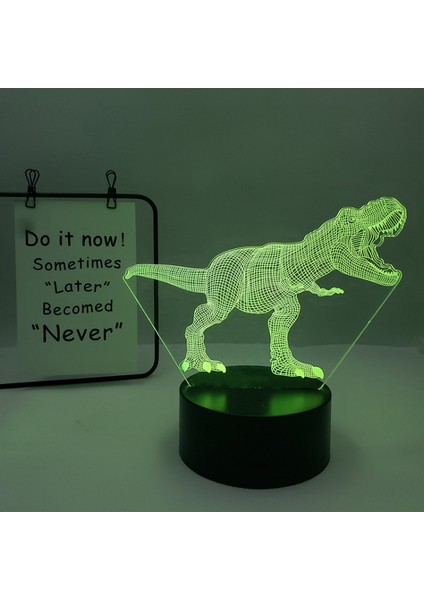 Dinozor Serisi Gece Işık Ht 16 Renk 3D LED Illusion Lamba Uzaktan Kumandalı Oyuncaklar Çocuk Ev Dekorasyon Işık - Dinozor A (Siyah Koltuk) (Yurt Dışından)