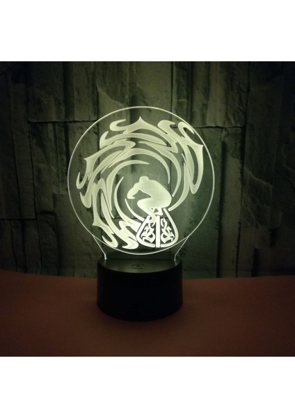 3D Sörf Gece Işık Ht 16 Renk Değiştirme Uzaktan Kumanda Dokunmatik Anahtarı Dekor Optik Illusion Lamba LED Masa Masa Lambası Çocuk Noel Doğum Günü Hediyesi (Stil R) (Yurt Dışından)