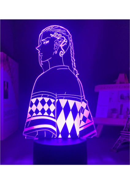 3D LED Gece Işığı, Hts Anime Karakterleri 3D Illusion Lamba Çocuk Odası Dekoratif Işık;hts --- Desen B (Siyah Koltuk) (Yurt Dışından)