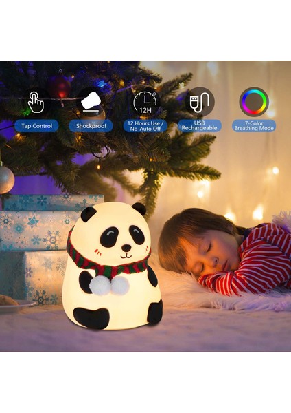 Panda Hediyeleri, Küçük Bebek Kızları Için Panda Ayı Hayvan Lambası, 7 Renk Değişen Silikon Gece;ht Işık;ht.smiling Panda (Yurt Dışından)