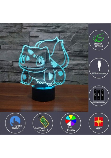 3D Optik Illüzyon Karikatür Hayvanlar Gece Oyuncak Lamba, Uzaktan Kumanda, Kısılabilir, Veya USB ile Çalışan, 7 Renk Değişimi Erkek Kız Bebek Için Noel Doğum Günü Hediyesi (Yurt Dışından)