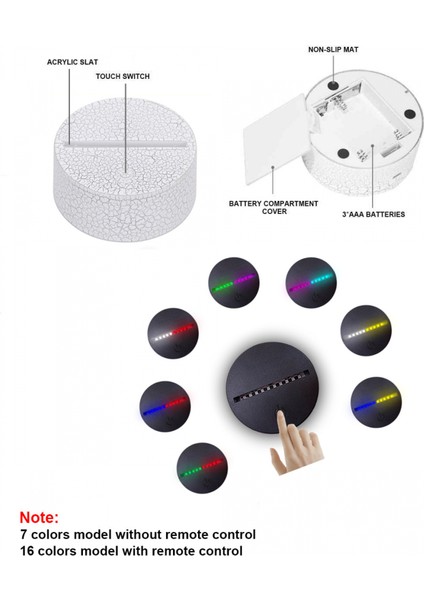 LED Gece Aydınlatması Ht Anime Akrilik Kazınmış Çift Renkli Uzaktan Kumanda Lambası Ev Yatak Odası Dekoru Için Işık;hts --- Desen 1(Çatlak Koltuk) (Yurt Dışından)