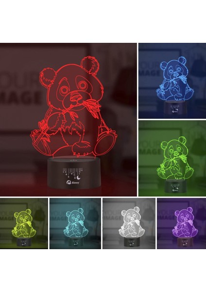 Dev Panda Ayı 3D Illusion Lambalar 7 Renk Değişen Dokunmatik Masa Masa LED Gece Lambası Çocuklar Için Harika Hediyeler (Yurt Dışından)