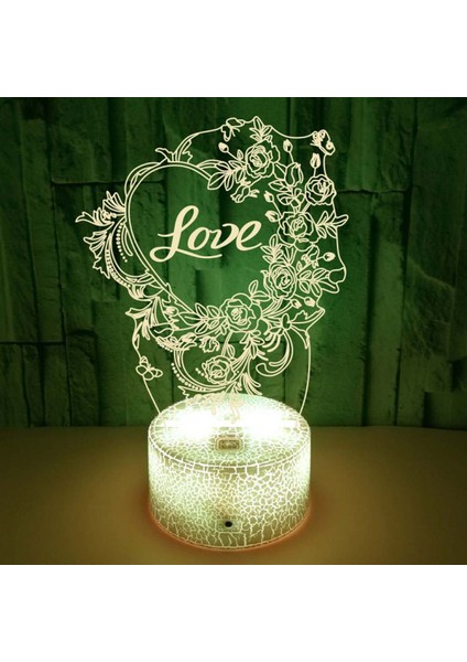 Love 3D Gece Işık Uzaktan Kumanda ile Akıllı Dokunmatik 3D Illusion Parti Arkadaşlık Düğün Yıldönümü Için LED Lamba --- Çatlak Koltuk (Yurt Dışından)