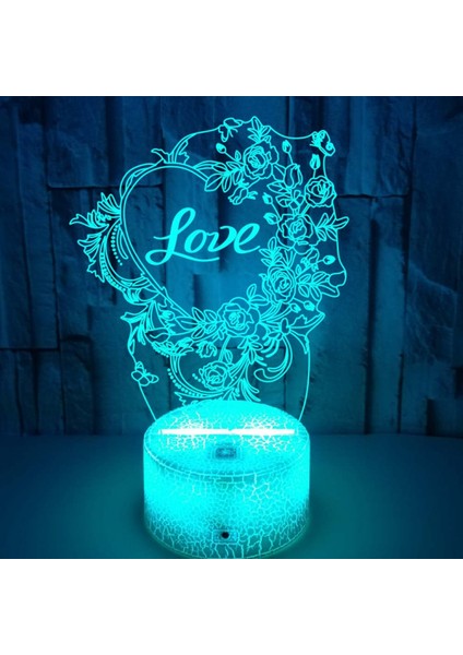 Love 3D Gece Işık Uzaktan Kumanda ile Akıllı Dokunmatik 3D Illusion Parti Arkadaşlık Düğün Yıldönümü Için LED Lamba --- Çatlak Koltuk (Yurt Dışından)