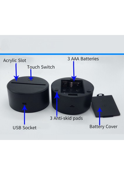 Kolu Gece Işık Renkli 3D 16 Renk Dokunmatik Uzaktan Kumanda 3D Illusion Lamba --- Çatlak Koltuk (Yurt Dışından)