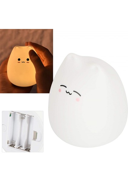 LED Kedi Gece Lambası, Masa Lambası Silikon Lamba Göz Koruma Lambası Çocuk Yatak Odası Gece Sevimli Kedi Çocuk Gece Lambası Ev Çocuklar Için Bebek Çocuklar Için (Yurt Dışından)