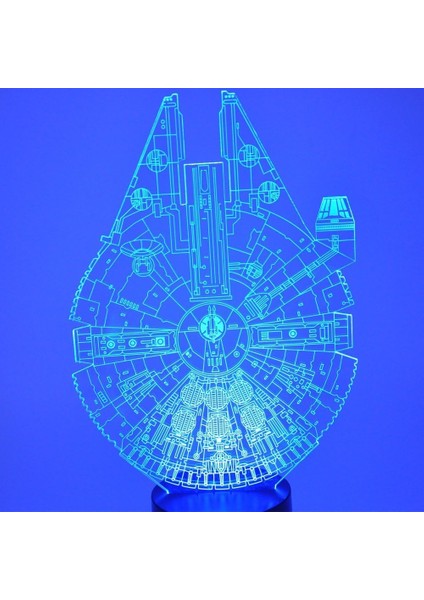 Optik Illüzyon 3D Glow LED Aydınlatma 7 Renk Değişen Dekor Lambası ile Oyuncaklar Gecelik (Star Wars Millennium Falcon Modeli) (Yurt Dışından)