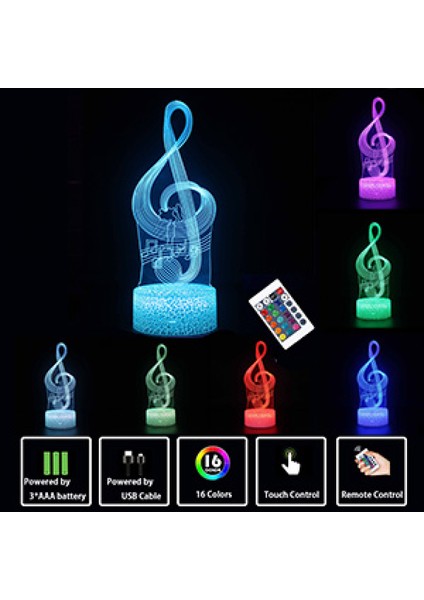 Gece Işık 3D Görselleştirme 7 Renk + 16 Renk Değişimi Optik Illüzyon LED Dokunmatik Sensör Lamba Ev Dekoru Için Uzaktan Kumanda Atmosfer Lambası --- Müzik A (Yurt Dışından)