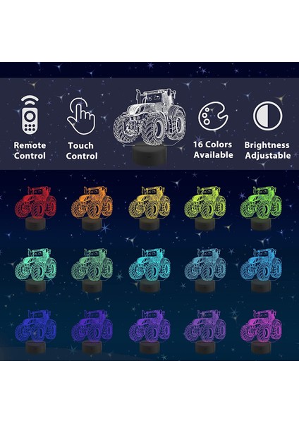 Canavar Kamyon Gece Bangbang 3D Illusion Lamba 16 Renk Uzaktan Kumanda ile Değişen Yaratıcı Doğum Günü Hediyeleri Çocuklar Boys Için Yatak Odası Dekor (Yurt Dışından) fiyatları