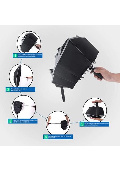 Rüzgar Geçirmez Ters Şemsiye Kompakt, Baş Aşağı Yağmur Için Ters Katlanır Şemsiyeler, Araba Seyahat Şemsiyesi Otomatik Açma ve Kapama - Siyah (Yurt Dışından) modelleri