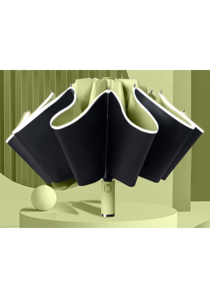 Otomatik Katlanır Şemsiye Ağır Yağmur Güneş Koruyucu Çift Kullanımlı Güneş Koruyucu Anti-Ultraviyole Güneş Şemsiyesi Matcha Yeşil 10 Kemik (Yurt Dışından)